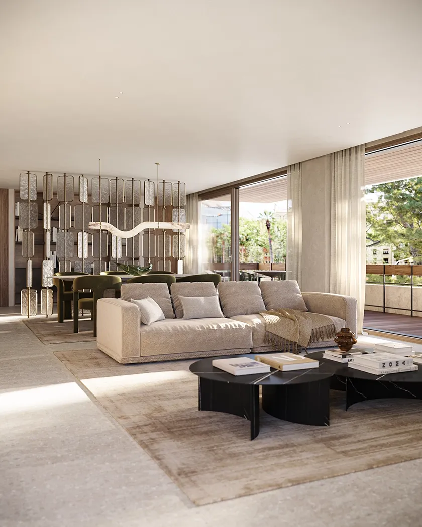 A living room bathed in natural light